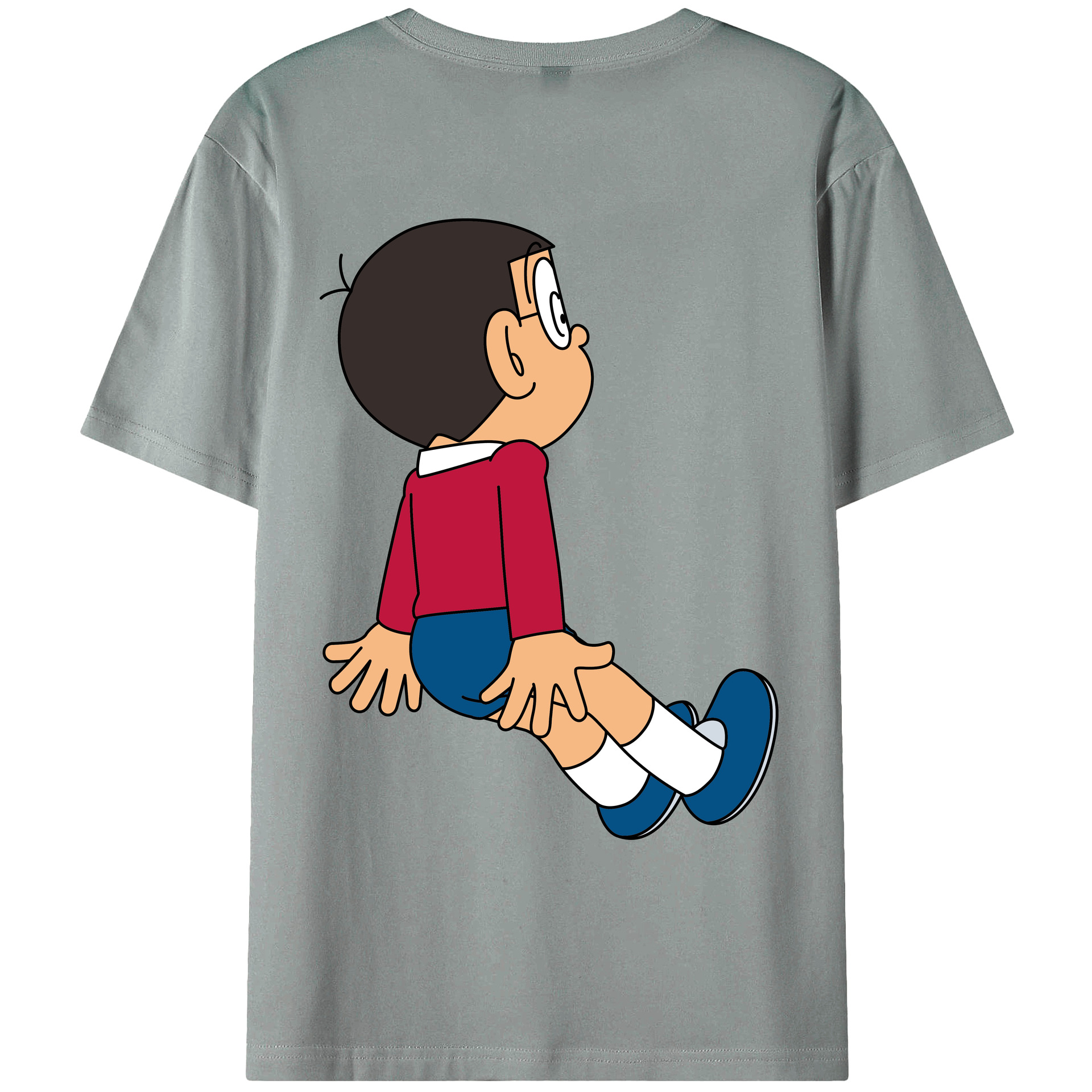 （画像用） ドラえもん 野比 のび太 Doraemon Nobita Nobi 綿100％ メンズ半袖Tシャツ（バックプリント） 通気性